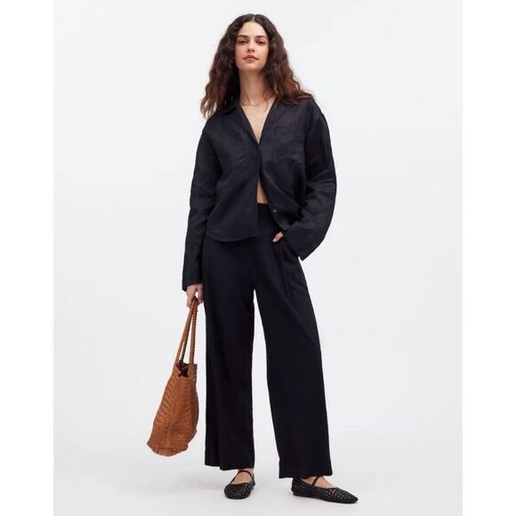 NWT Madewell Tall Pull-On Straight Crop Pants in Linen Blend